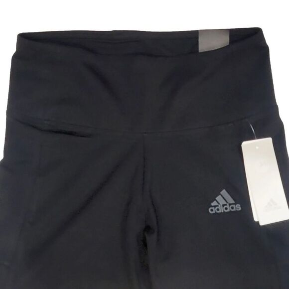 ADIDAS Women's High Rise 3-stripe 7/8 Cotton Tights HM2603 Black Leggings Size L - Picture 6 of 10